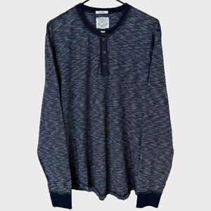 Lucky Brand Soft Cotton Textured Stripe Henley Shirt Blue Men's Size Large